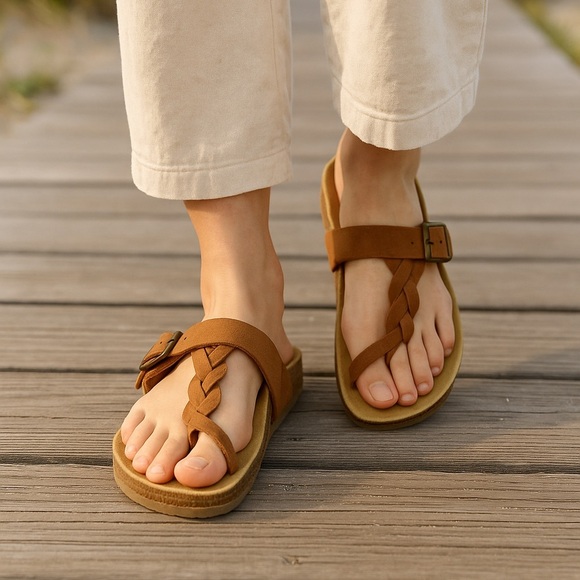 A. Gianetti Italian Leather Sandals | Brown Braided Suede | Fits US 9 - Picture 2 of 14